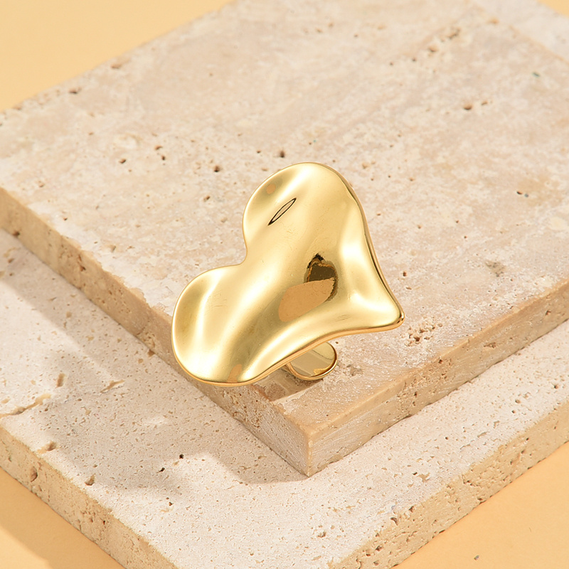 Wholesaler Eclat Paris - Adjustable Shiny Heart Plate Gold Ring