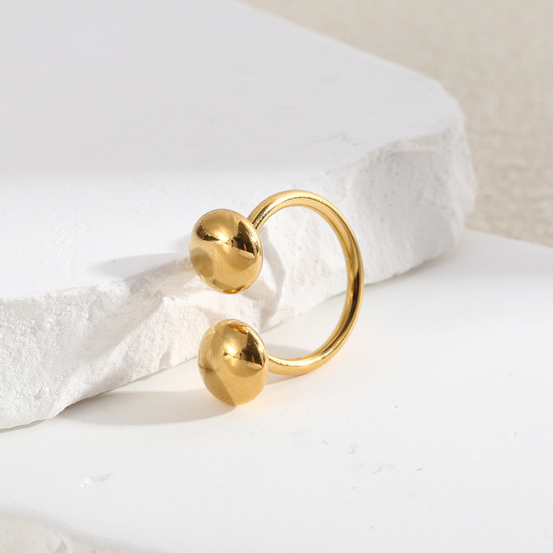 Wholesaler Eclat Paris - Golden Ring with Shiny Buttons on Points