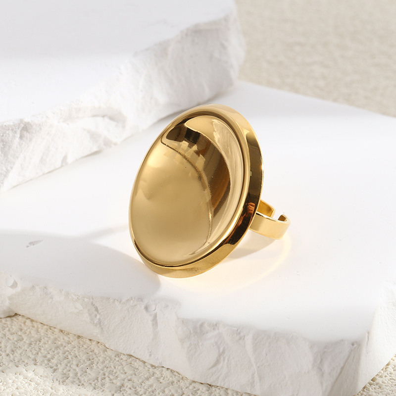 Wholesaler Eclat Paris - Golden Open Shiny Disc Ring