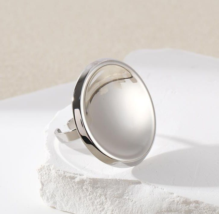 Wholesaler Eclat Paris - Silver Open Shiny Disc Ring