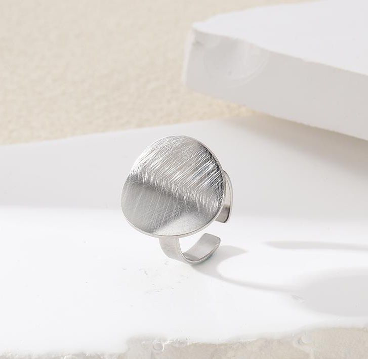 Wholesaler Eclat Paris - Shiny Brushed Disc Open Silver Ring