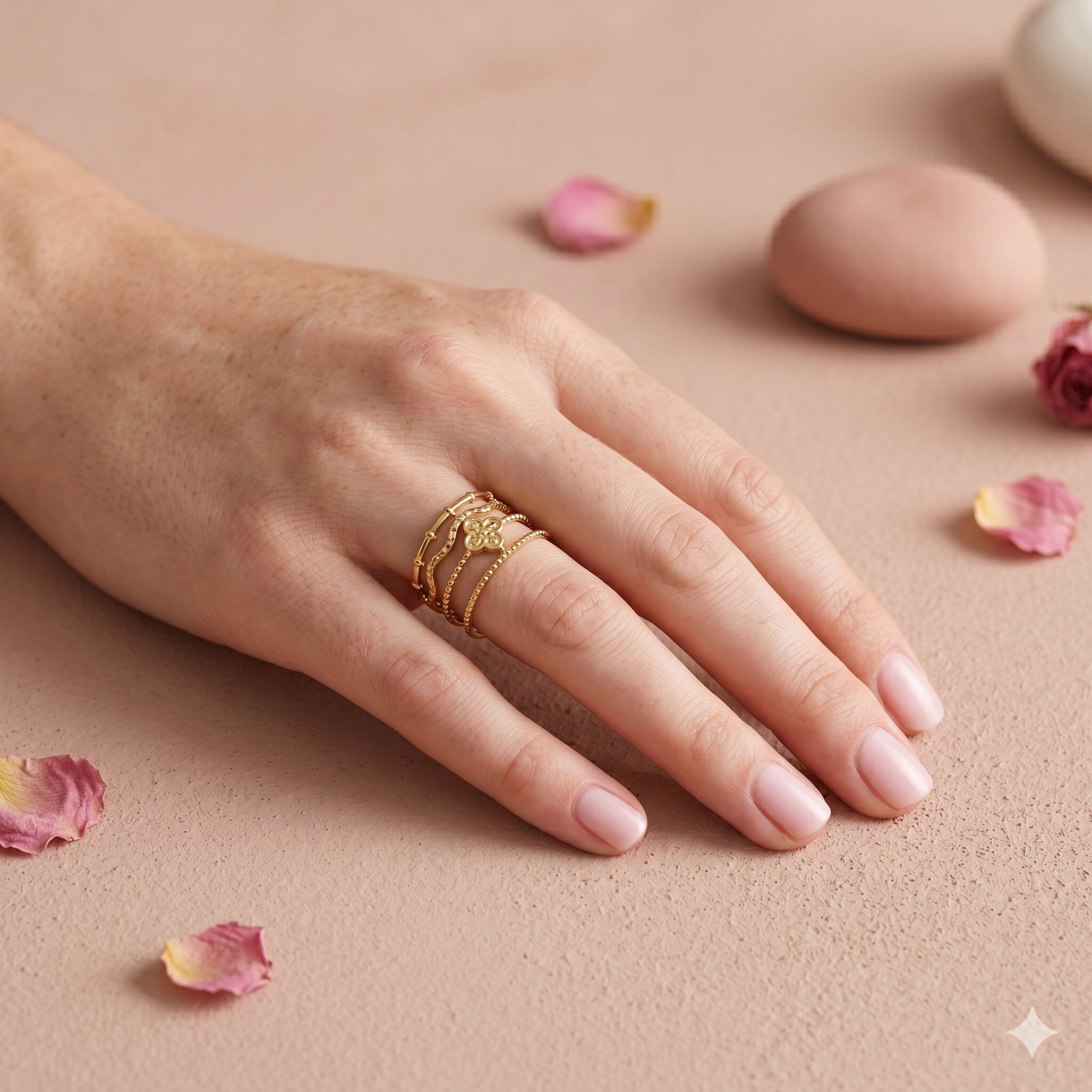 Wholesaler Eclat Paris - Gold Clover Multi-Band Ring