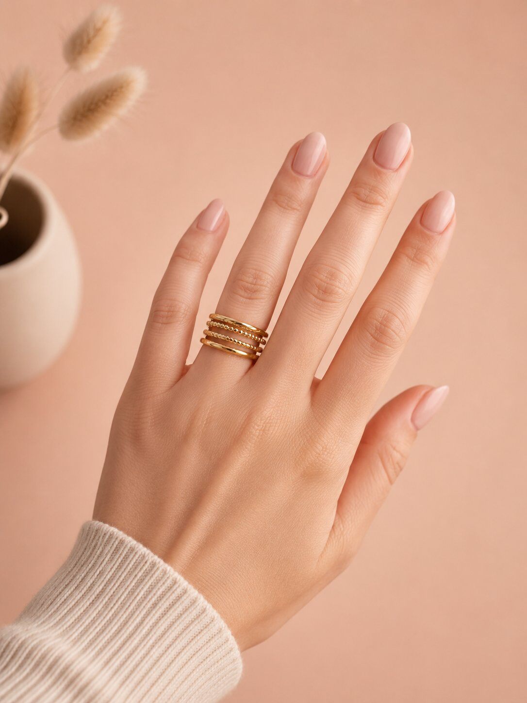 Grossiste Eclat Paris - Bague multi-rangs perlé doré