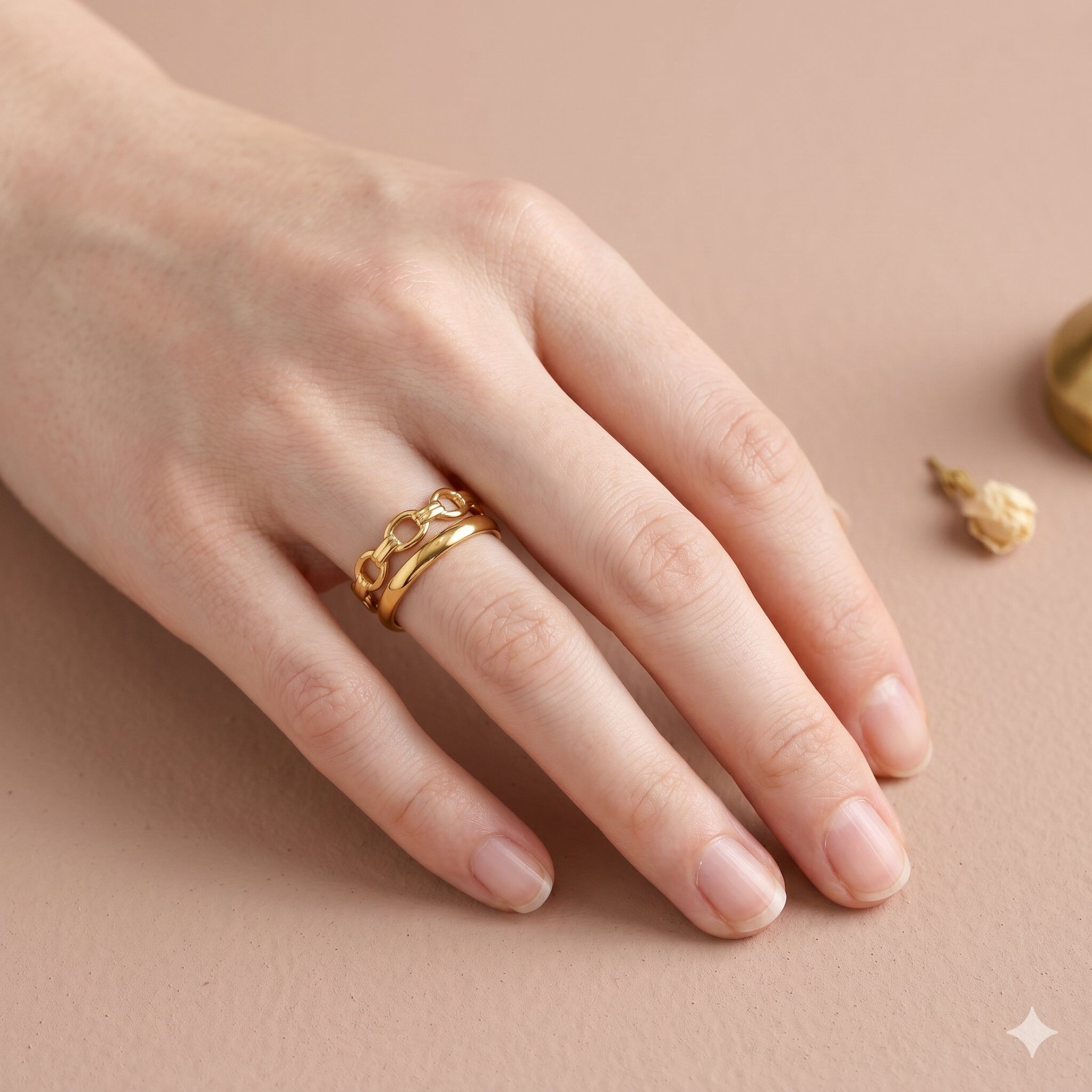 Wholesaler Eclat Paris - Double ring chain link gold ring
