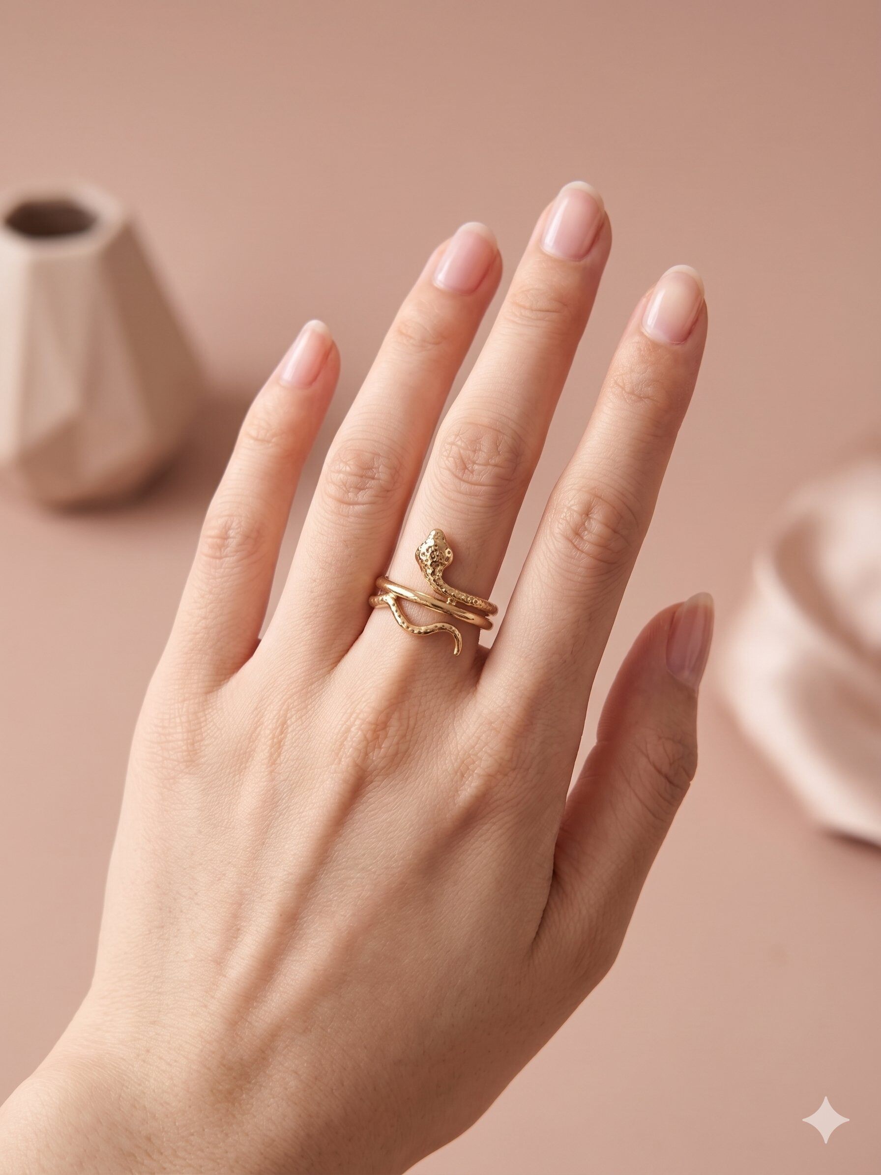 Mayorista Eclat Paris - Anillo dorado ajustable de serpiente martillada