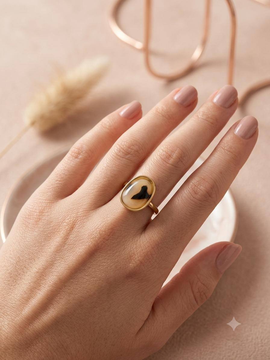 Grossiste Eclat Paris - Bague résine léopard ovale fine doré