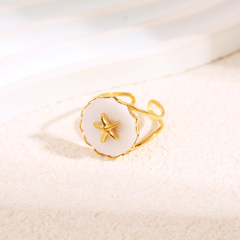 Mayorista Eclat Paris - Anillo dorado piedra turquesa africana estrella de mar