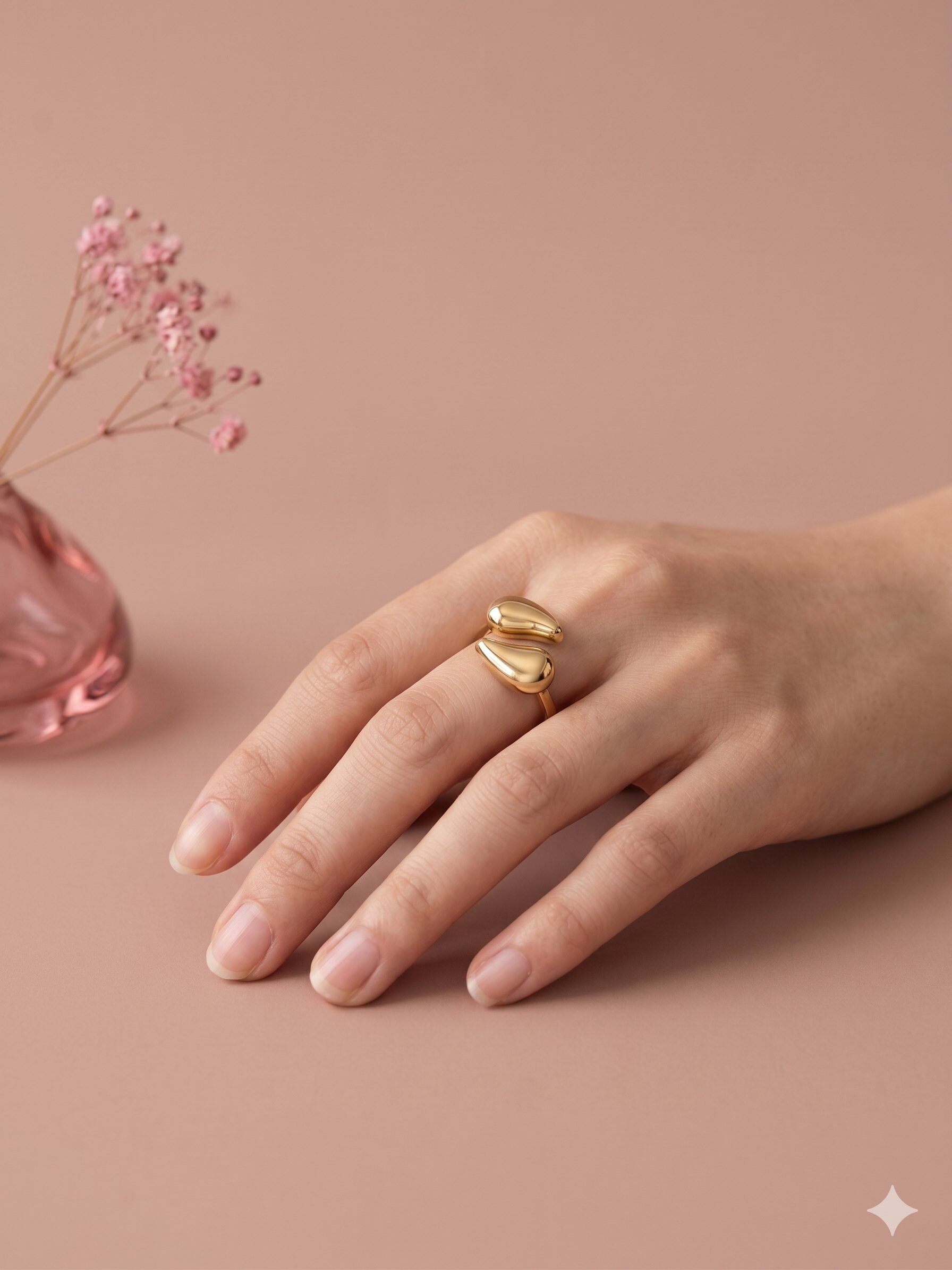 Wholesaler Eclat Paris - Organic Double Band Ring with Droplets