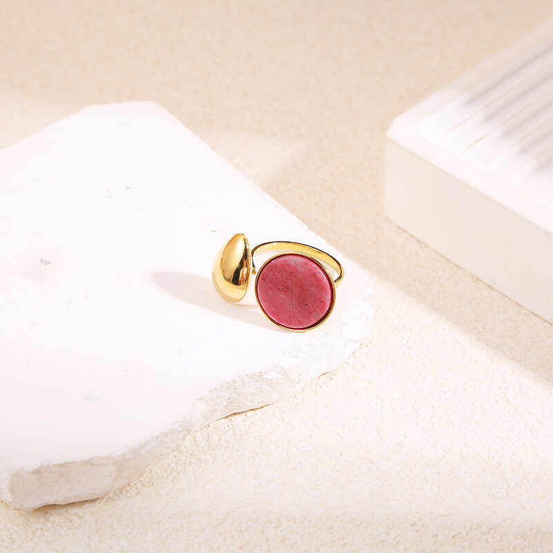 Wholesaler Eclat Paris - Golden ring with front opening drop and stone