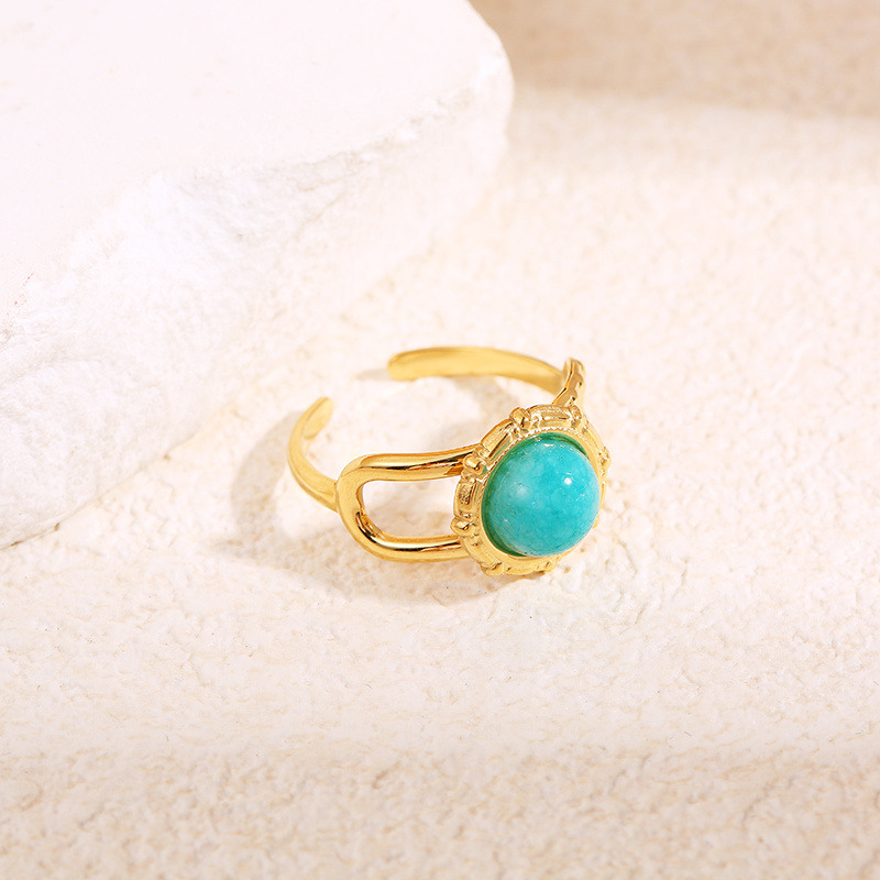 Wholesaler Eclat Paris - Shiny golden ring with round blue stone