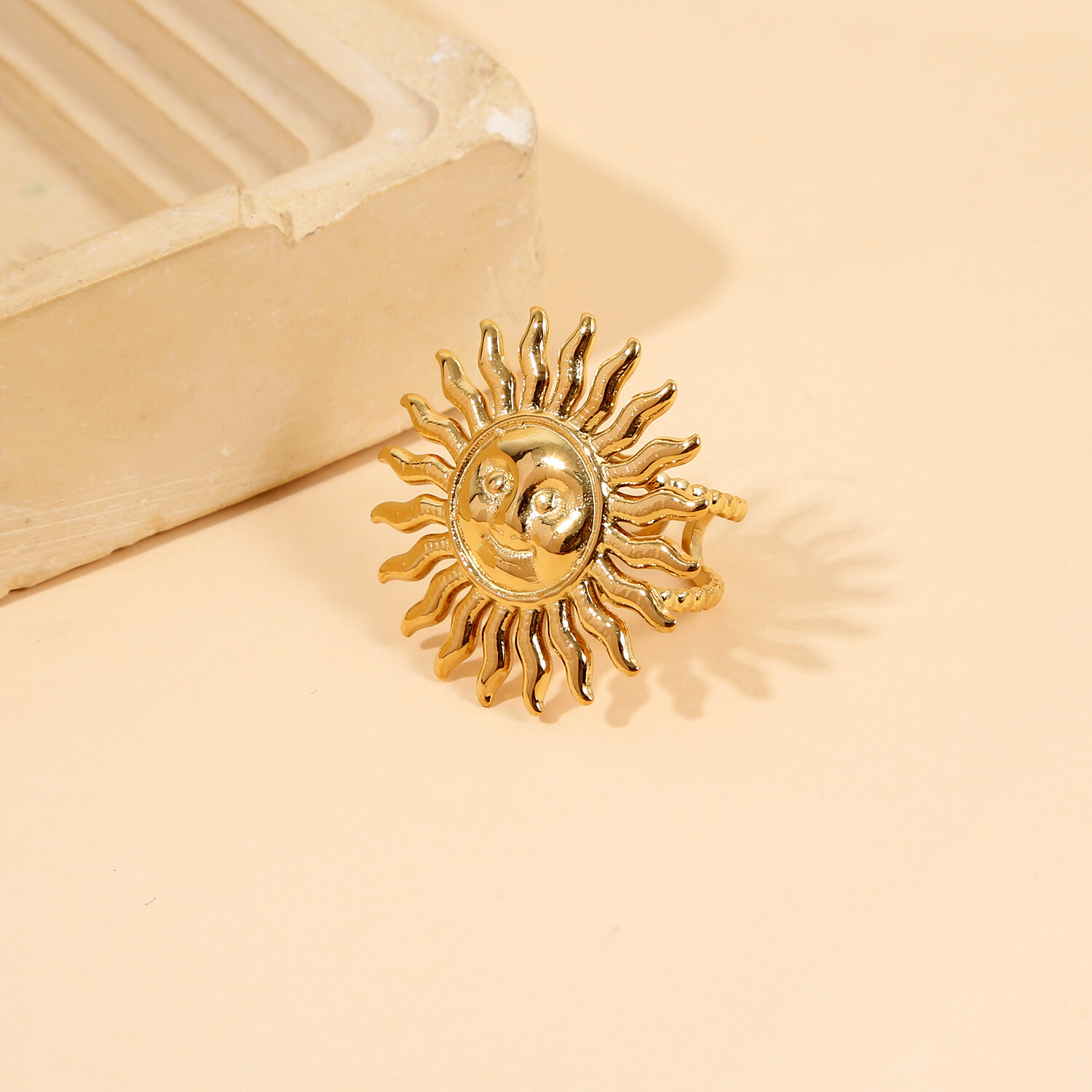 Wholesaler Eclat Paris - Imperial sun golden ring adjustable