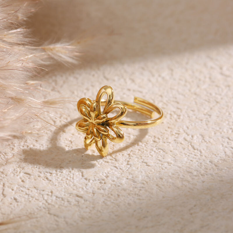 Wholesaler Eclat Paris - Adjustable golden ring bunk flower
