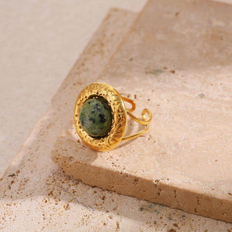 Wholesaler Eclat Paris - African Turquoise Gold Ring Adjustable Stone