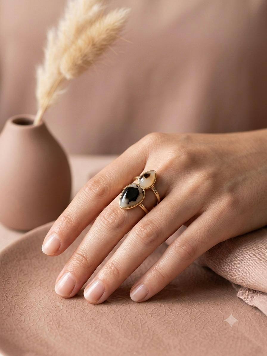 Grossiste Eclat Paris - Bague double résine léopard goutte doré