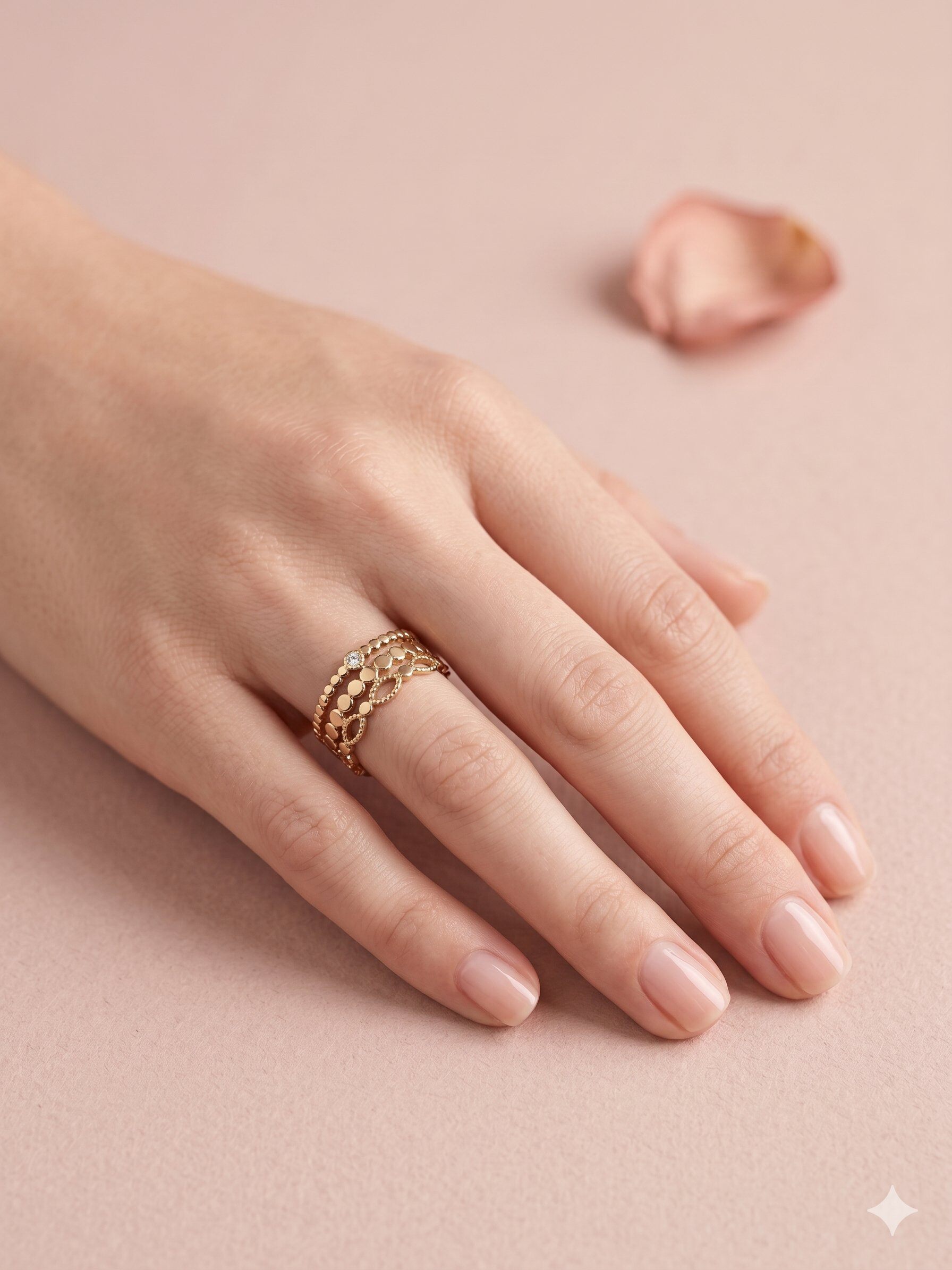 Grossiste Eclat Paris - Bague multi-rangs ajourés sertis doré