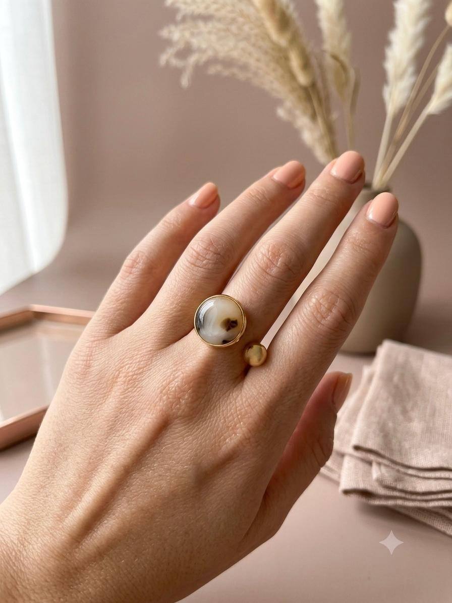 Grossiste Eclat Paris - Bague résine léopard ronde et perle doré