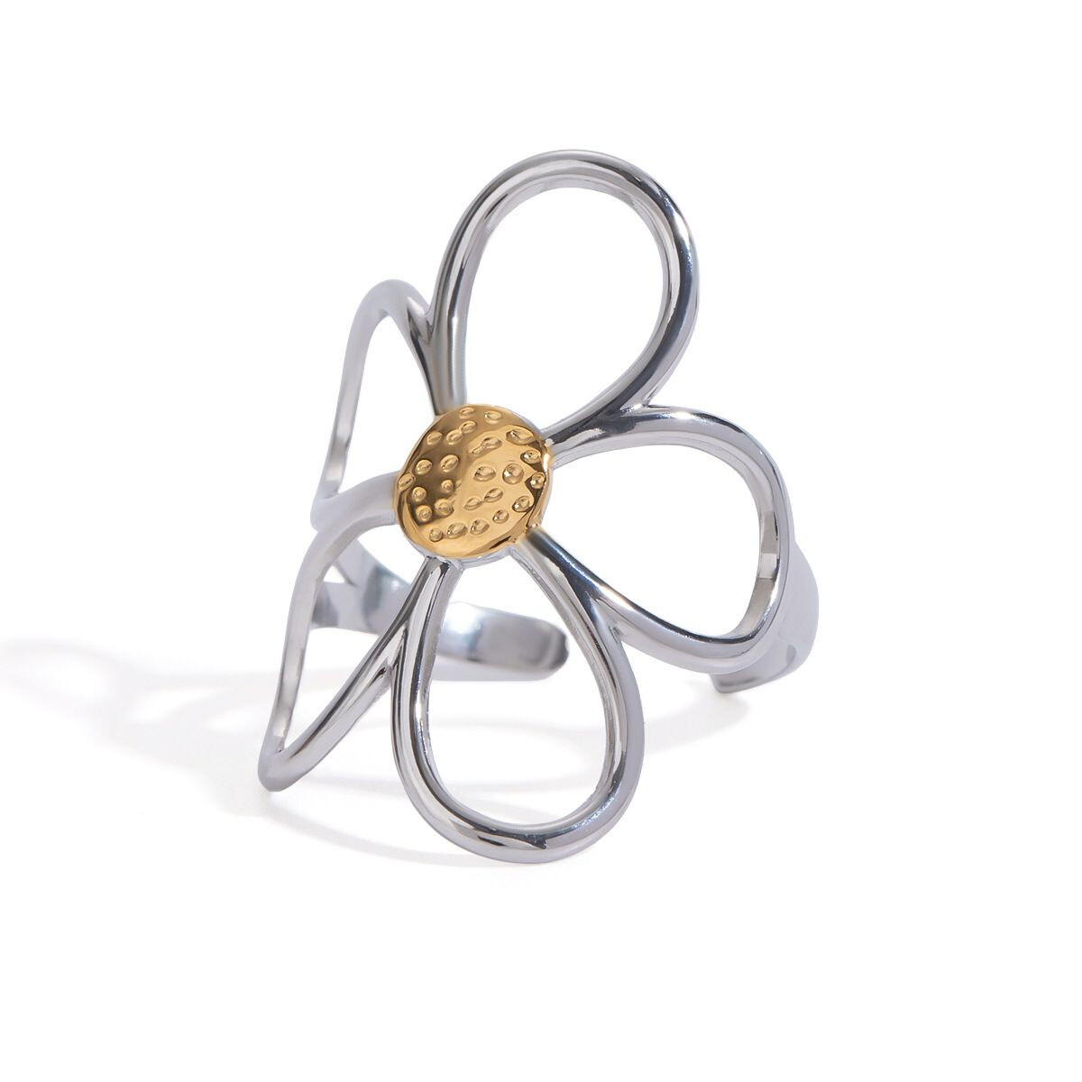 Wholesaler Eclat Paris - Silk -crossed carved flower ring