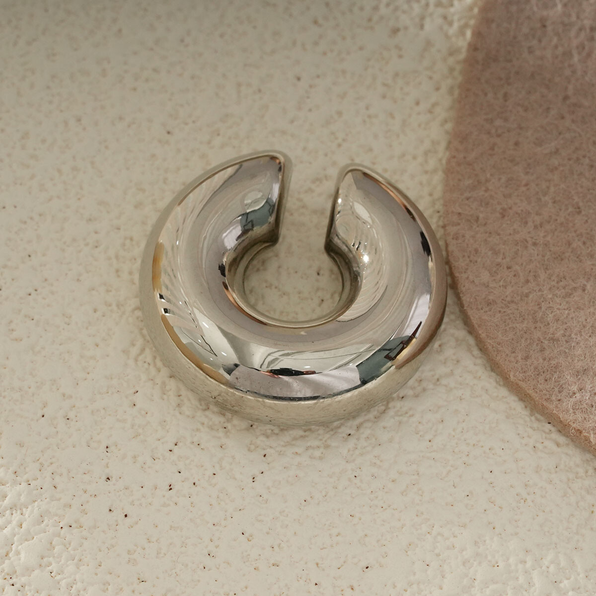 Großhändler Eclat Paris - Silberschmuck großer dicker Ring öffnen minimalistisches Design