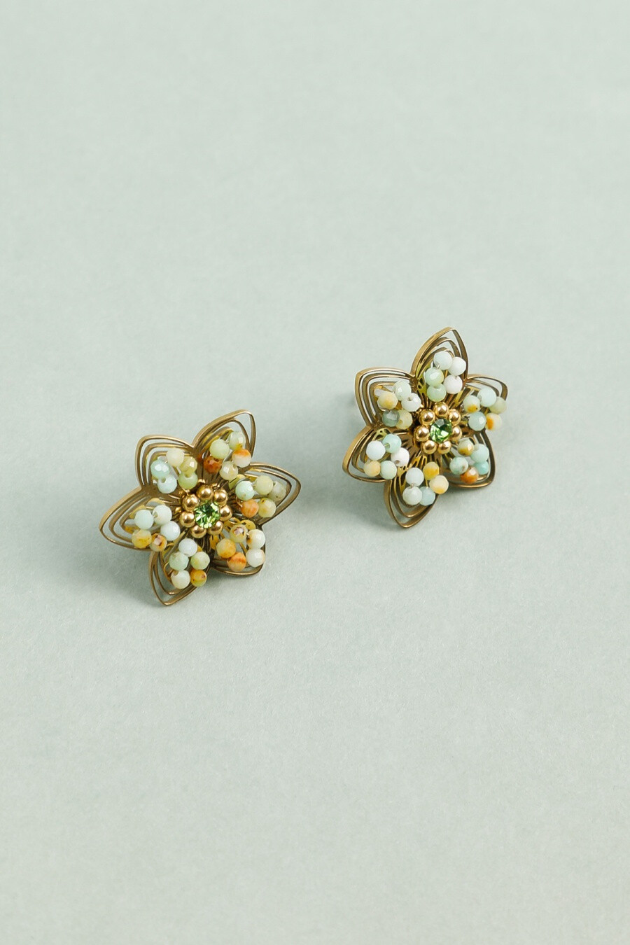 Grossista Eclat Paris - Orecchini d'oro con fiori traforati e perle