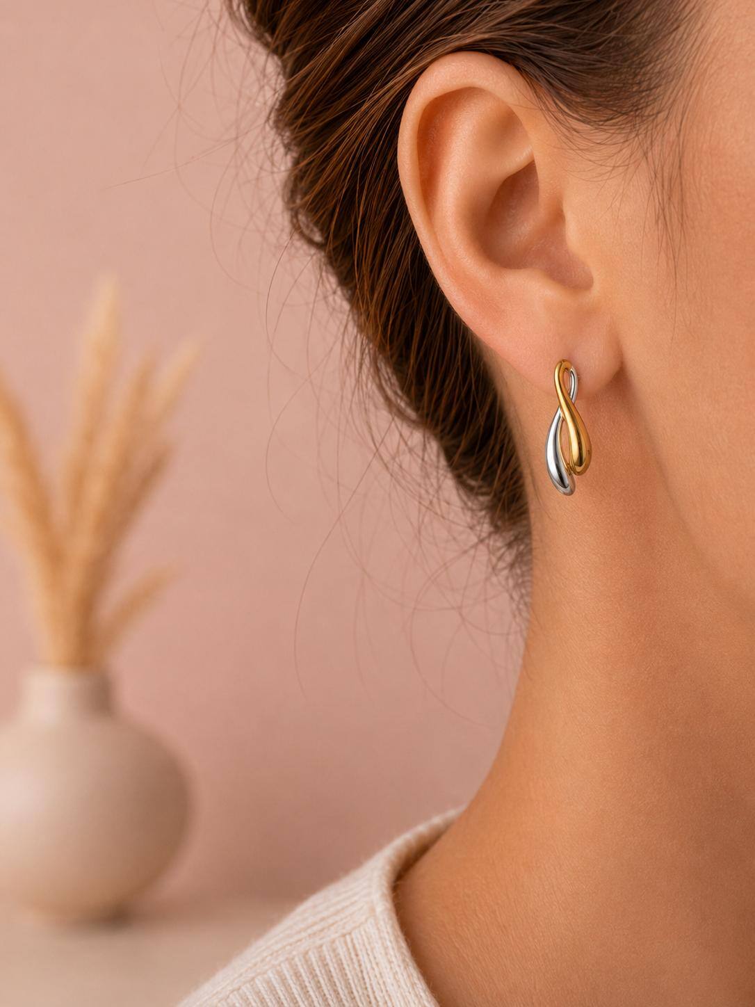 Grossiste Eclat Paris - Boucles d'oreilles bicolores torsadées