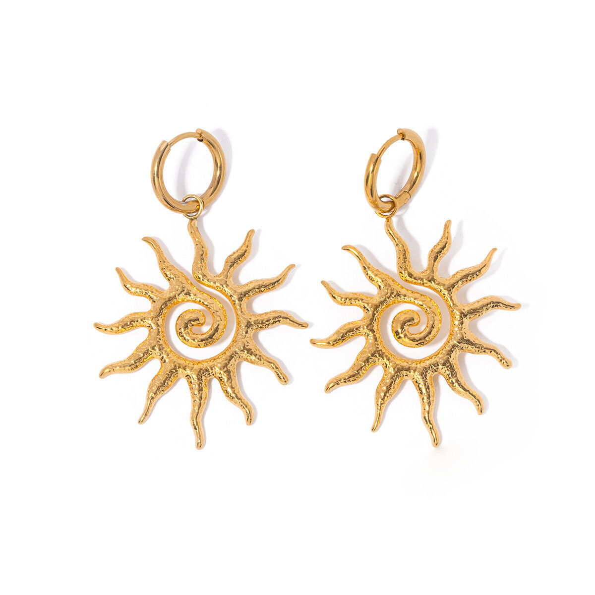 Wholesaler Eclat Paris - Earrings ring with sun spiral 5 cm