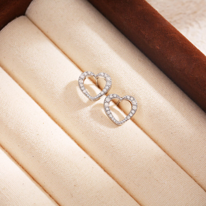 Wholesaler Eclat Paris - Opened Strass Heart Silver Heart