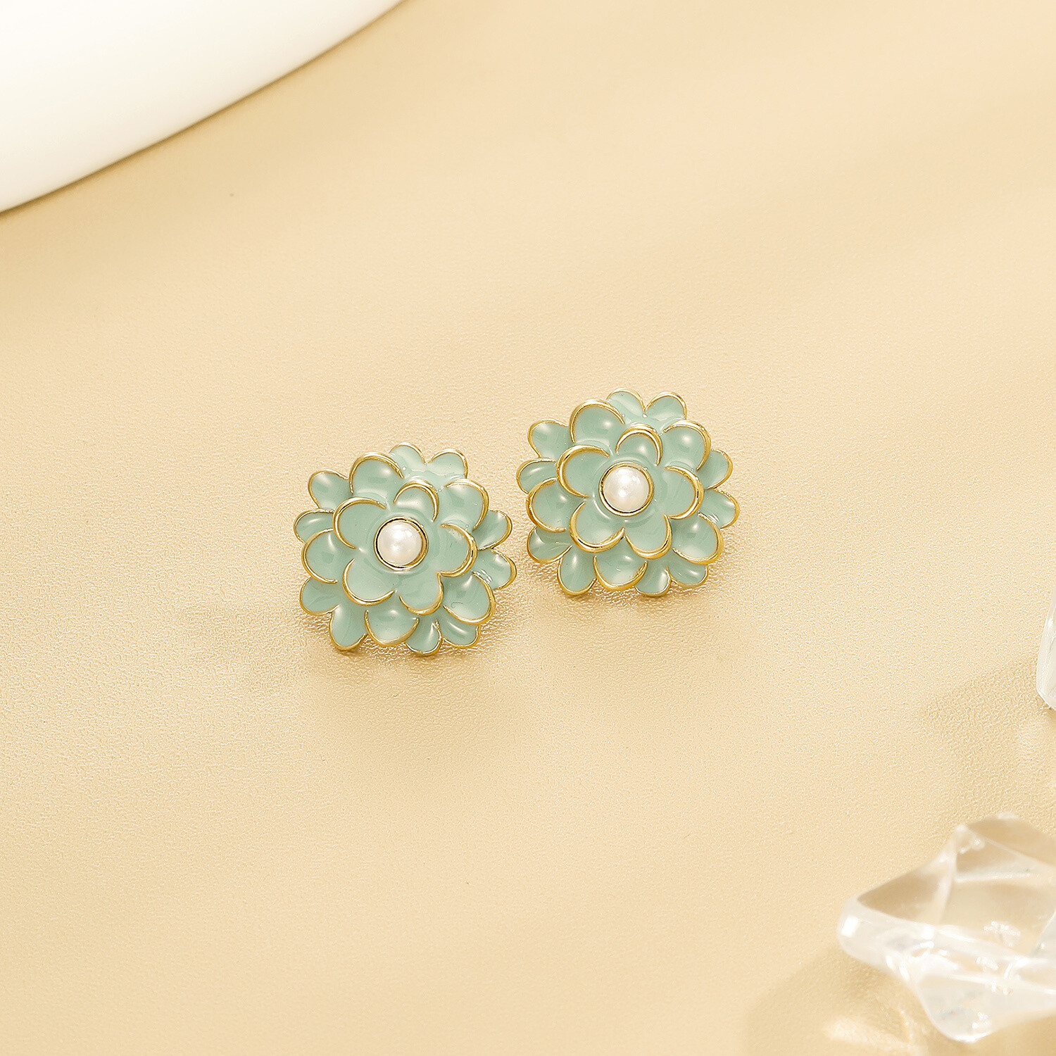Großhändler Eclat Paris - Turquoise emaillierte Blumenchipscurls