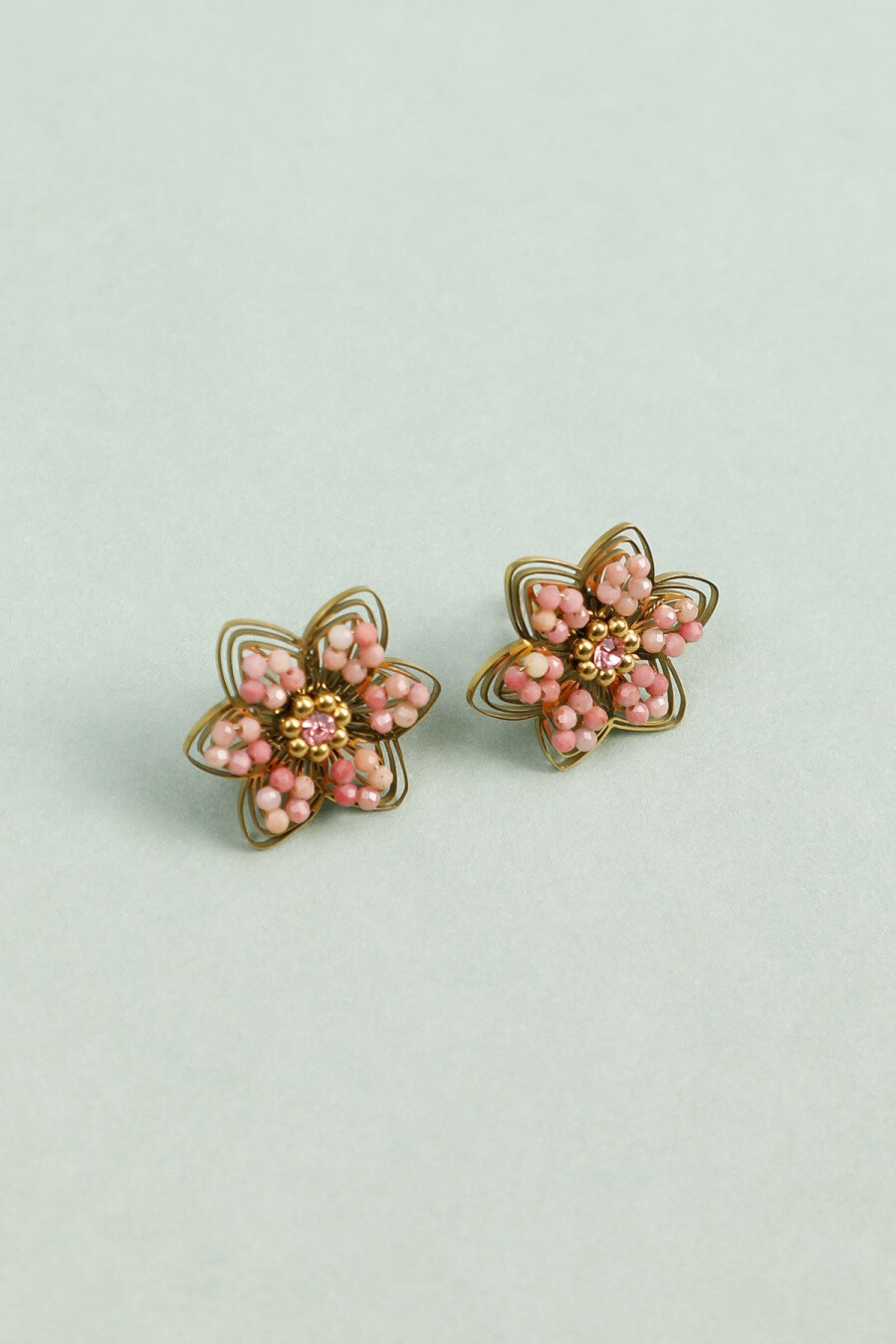 Grossista Eclat Paris - Orecchini d'oro con fiori traforati e perle