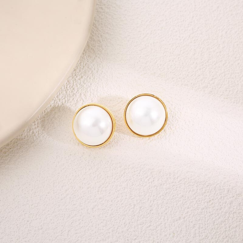 Wholesaler Eclat Paris - Golden Ear Nails Classic White Pearl