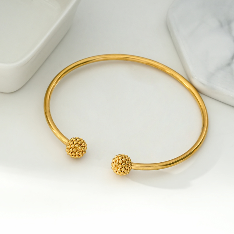 Mayorista Eclat Paris - Pulsera Brazalete Dorado Bolas Abiertas