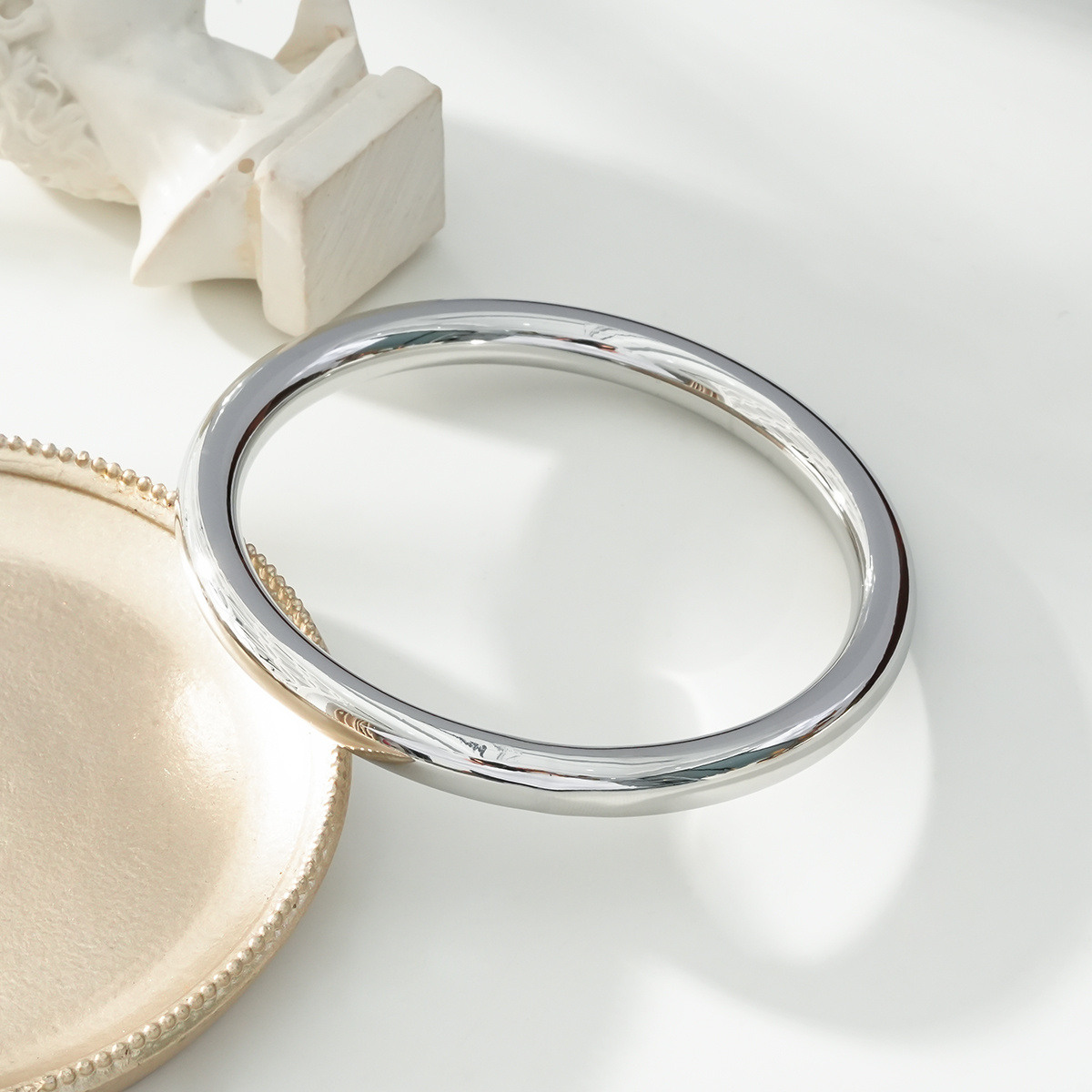 Wholesaler Eclat Paris - Silver Bracelet Big Shiny Classic Bangle