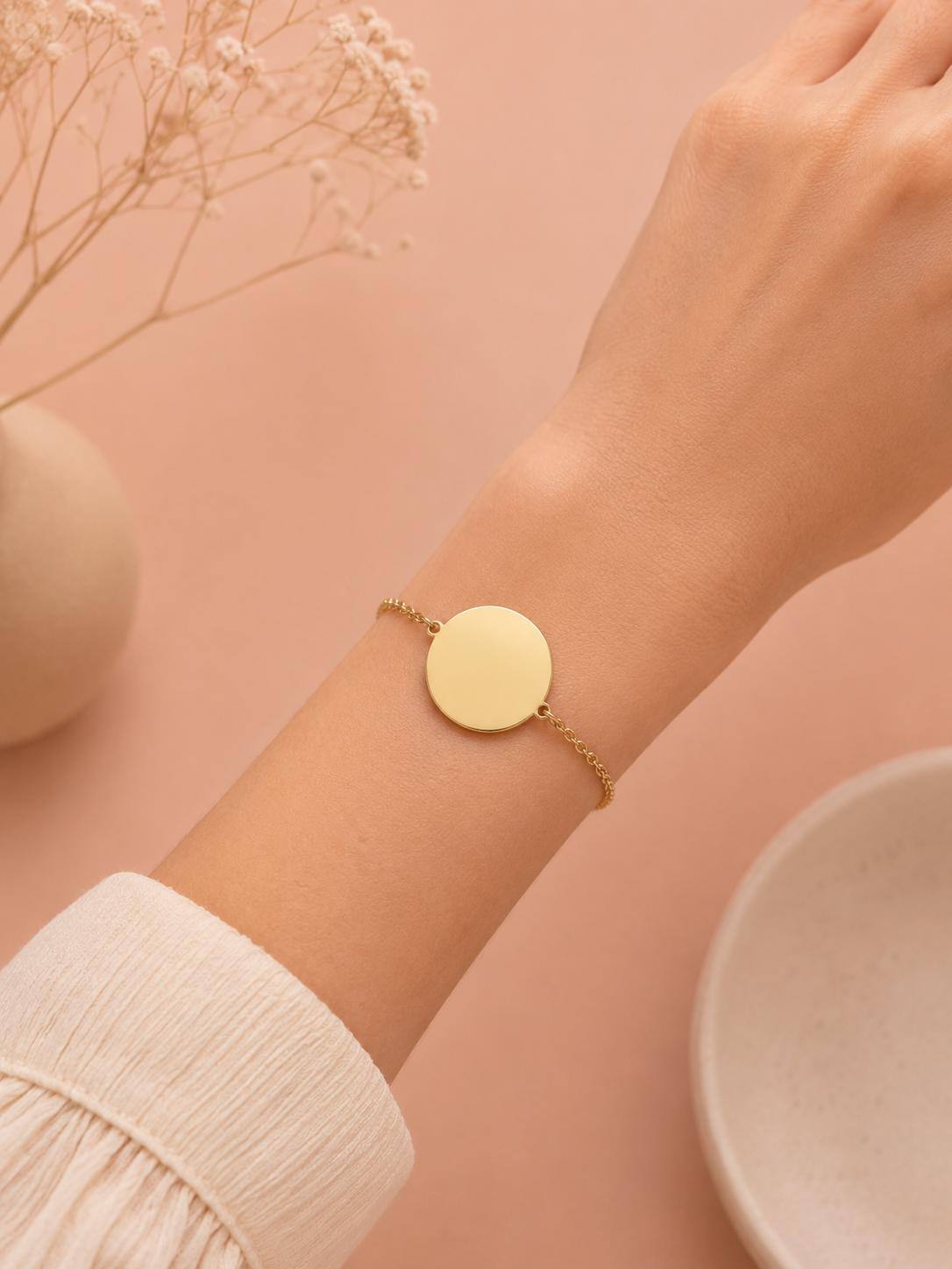 Grossiste Eclat Paris - Bracelet chaîne fine médaillon rond