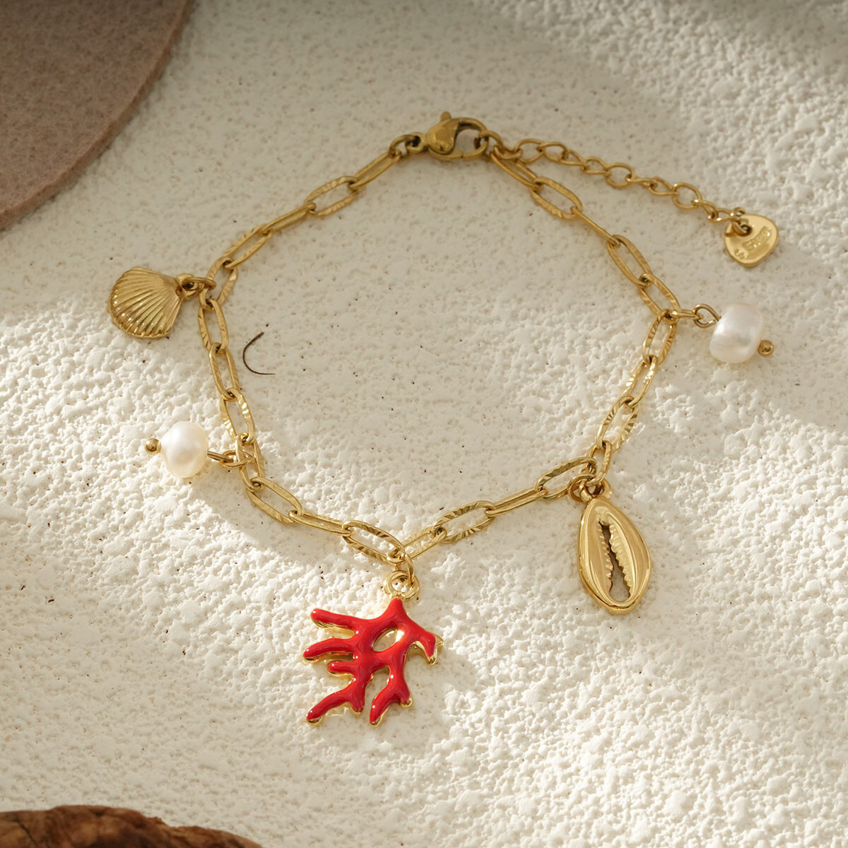 Grossiste Eclat Paris - Bracelet Chaîne Dorée Breloques Mer Et Perles