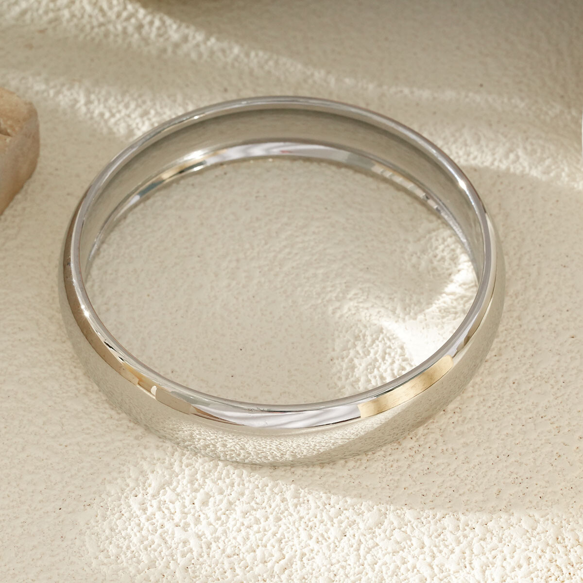 Grossiste Eclat Paris - Bracelet Jonc Rigide Argenté À Finition Brillante