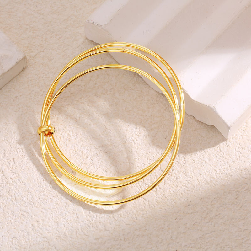Wholesaler Eclat Paris - End gilded jangelet triple circle intertwined