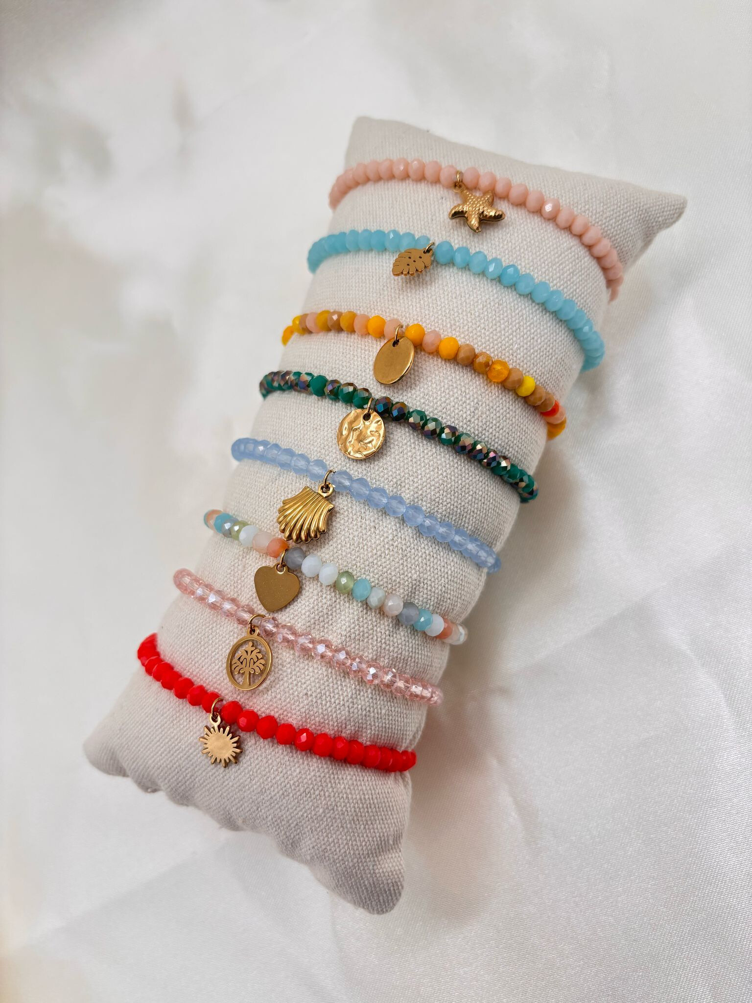 Wholesaler Eclat Paris - Set of 8 orange pink elastic bracelets