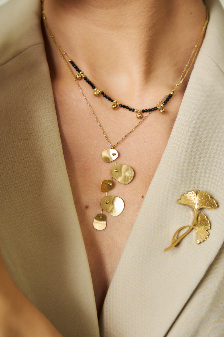 Wholesaler Eclat Paris - Golden ginkgo flower brooch