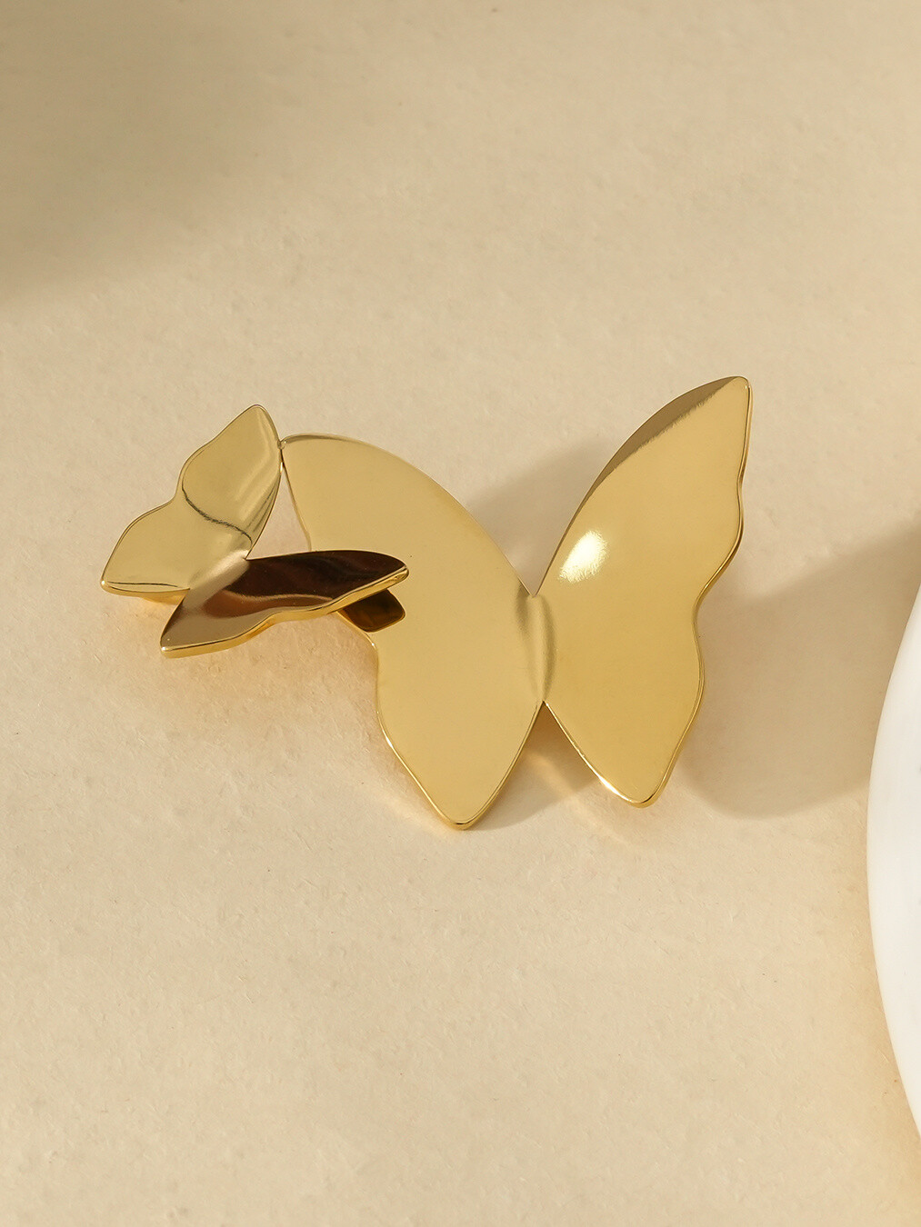 Wholesaler Eclat Paris - Golden Brooch Double Shiny Butterflies