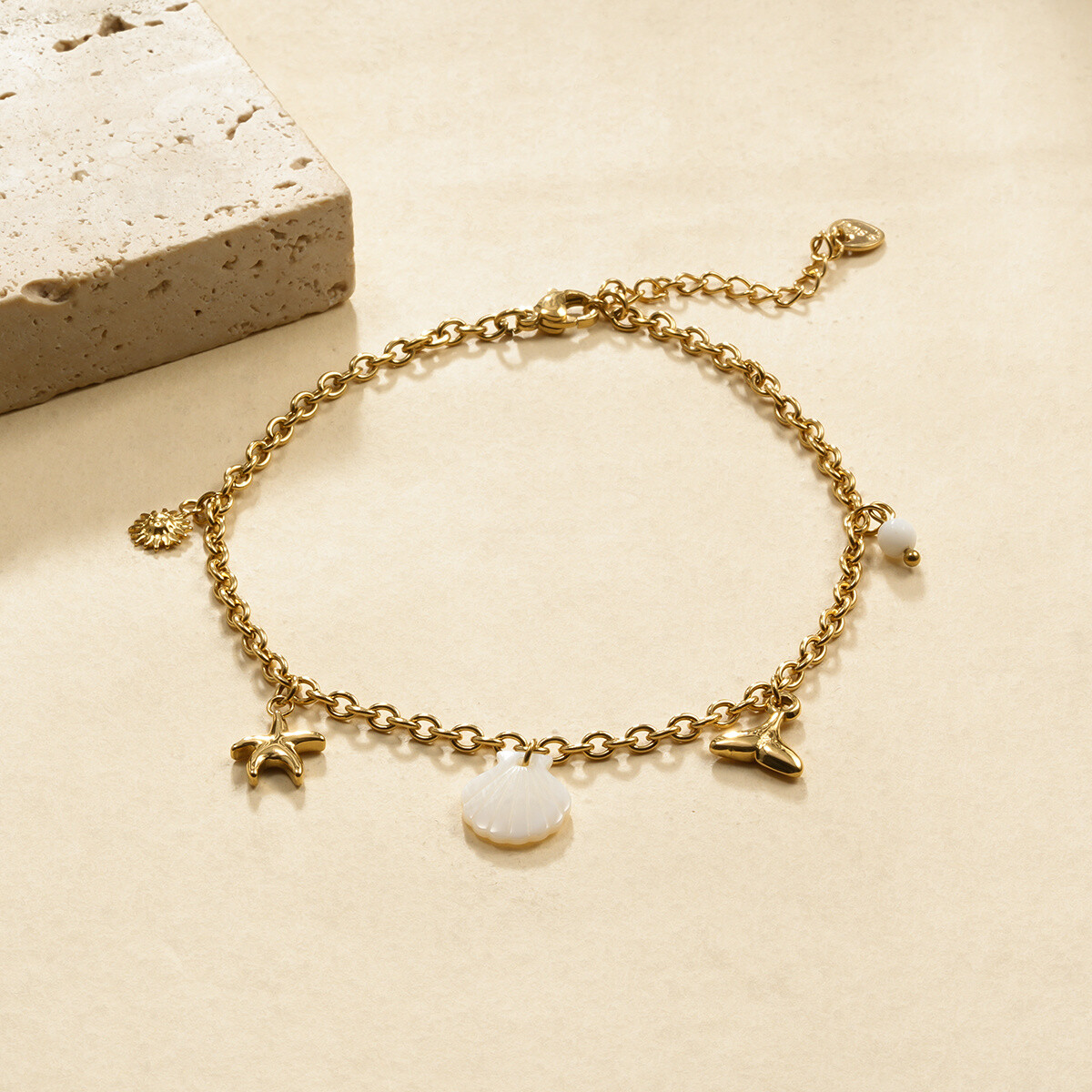 Wholesaler Eclat Paris - Ankle chain 5 sea theme charms