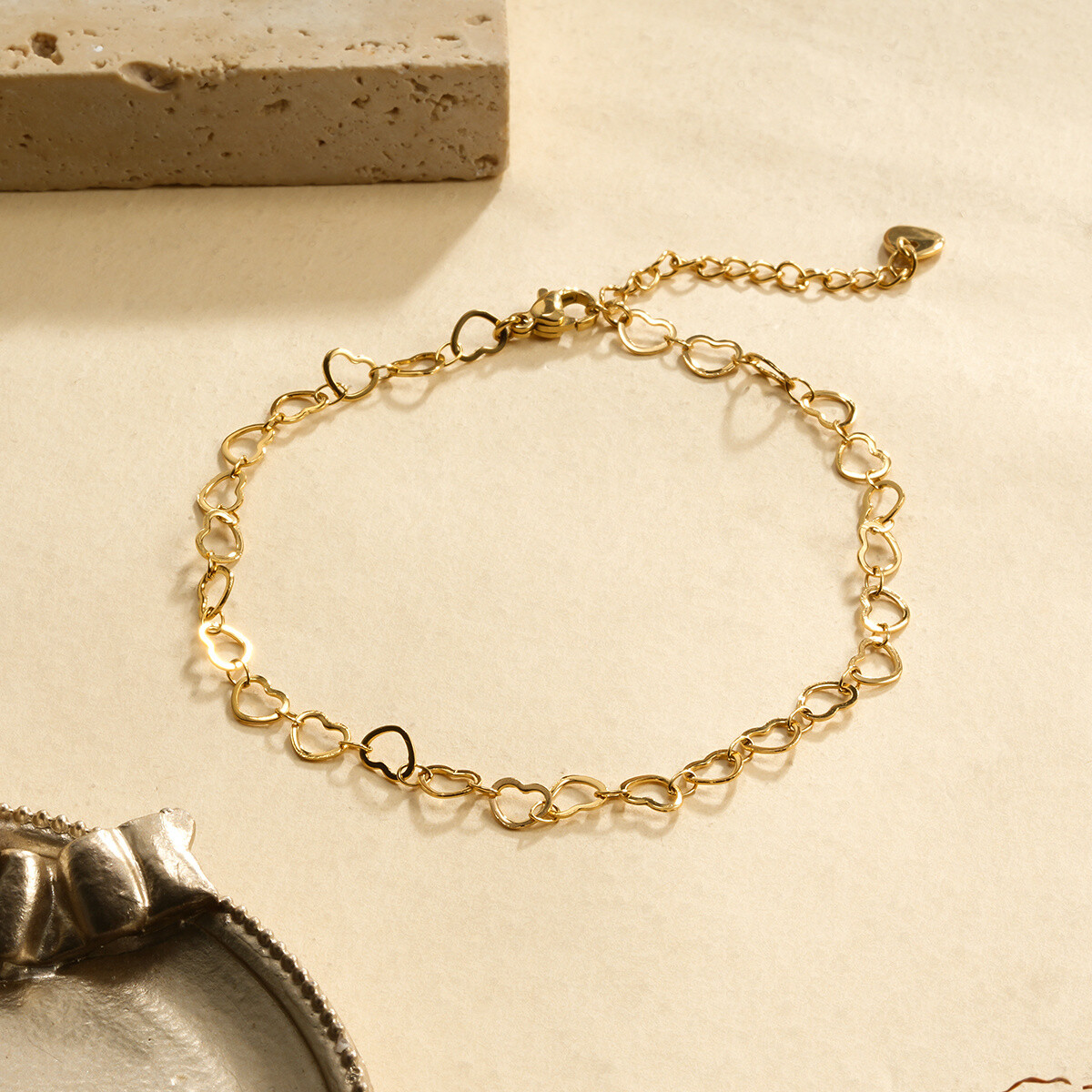 Wholesaler Eclat Paris - Golden ankle chain hearts