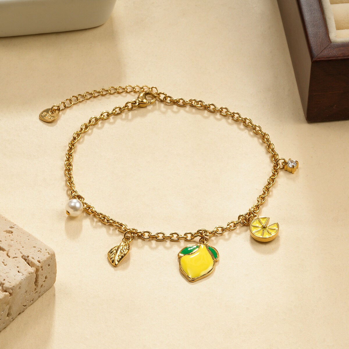 Wholesaler Eclat Paris - Ankle chain 5 lemon charms