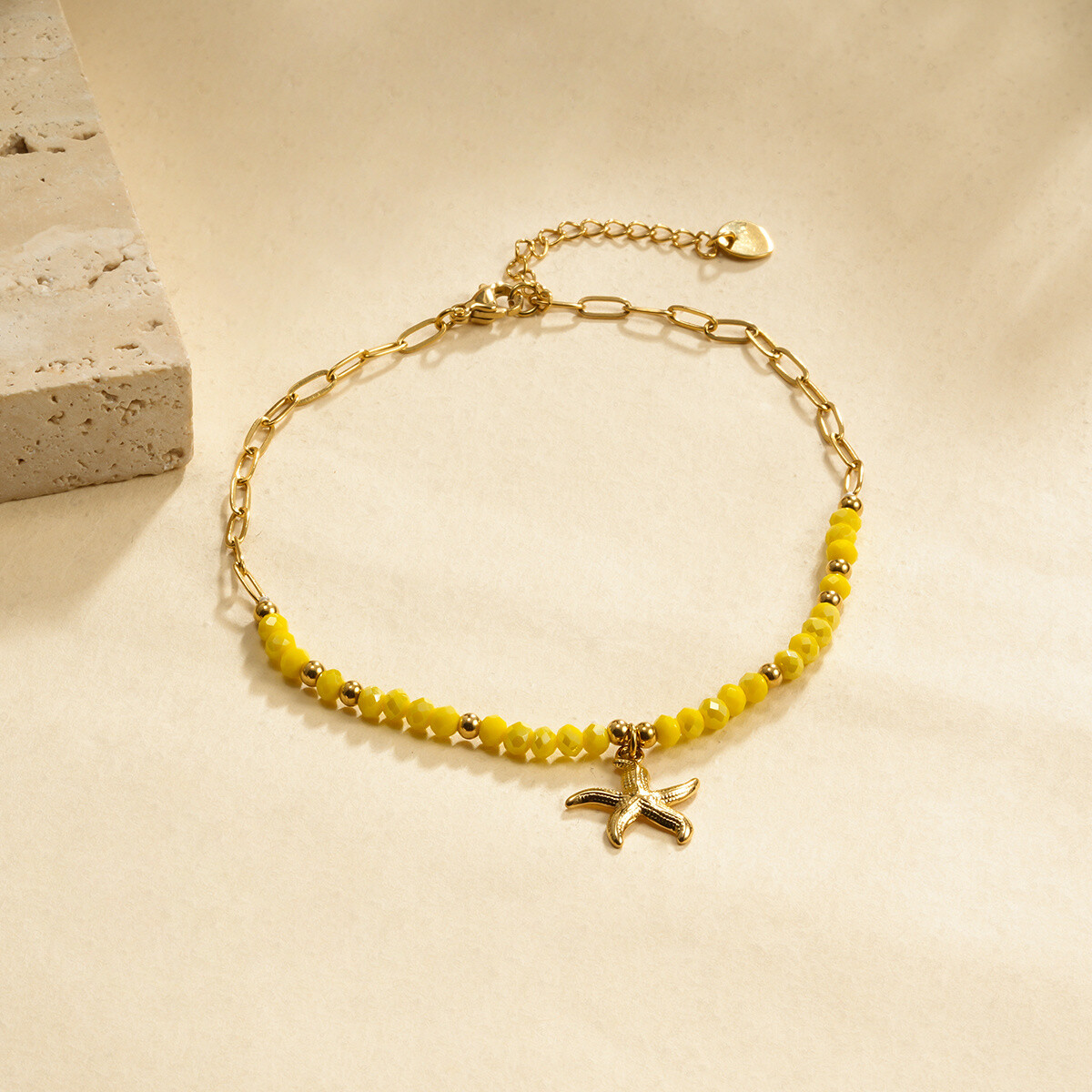 Wholesaler Eclat Paris - Ankle chain yellow stones and ER star