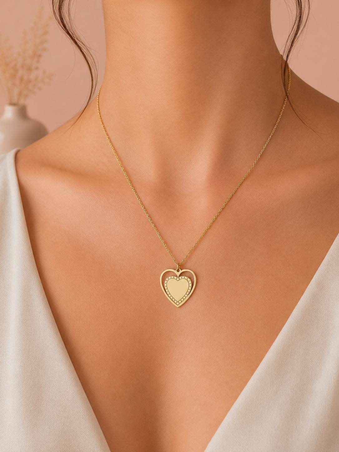 Wholesaler Eclat Paris - Openwork heart pendant necklace