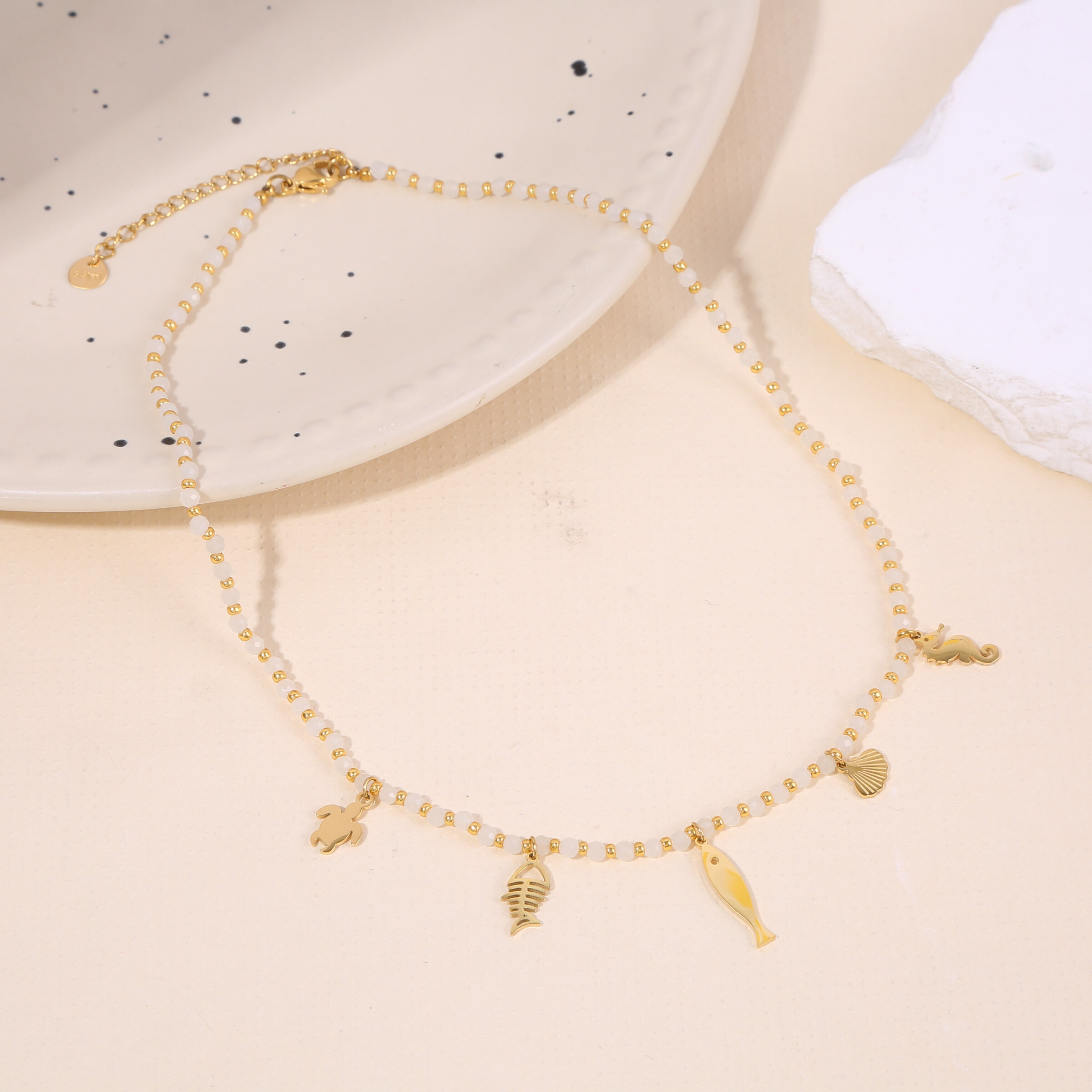 Wholesaler Eclat Paris - Chain necklace with ocean theme charms