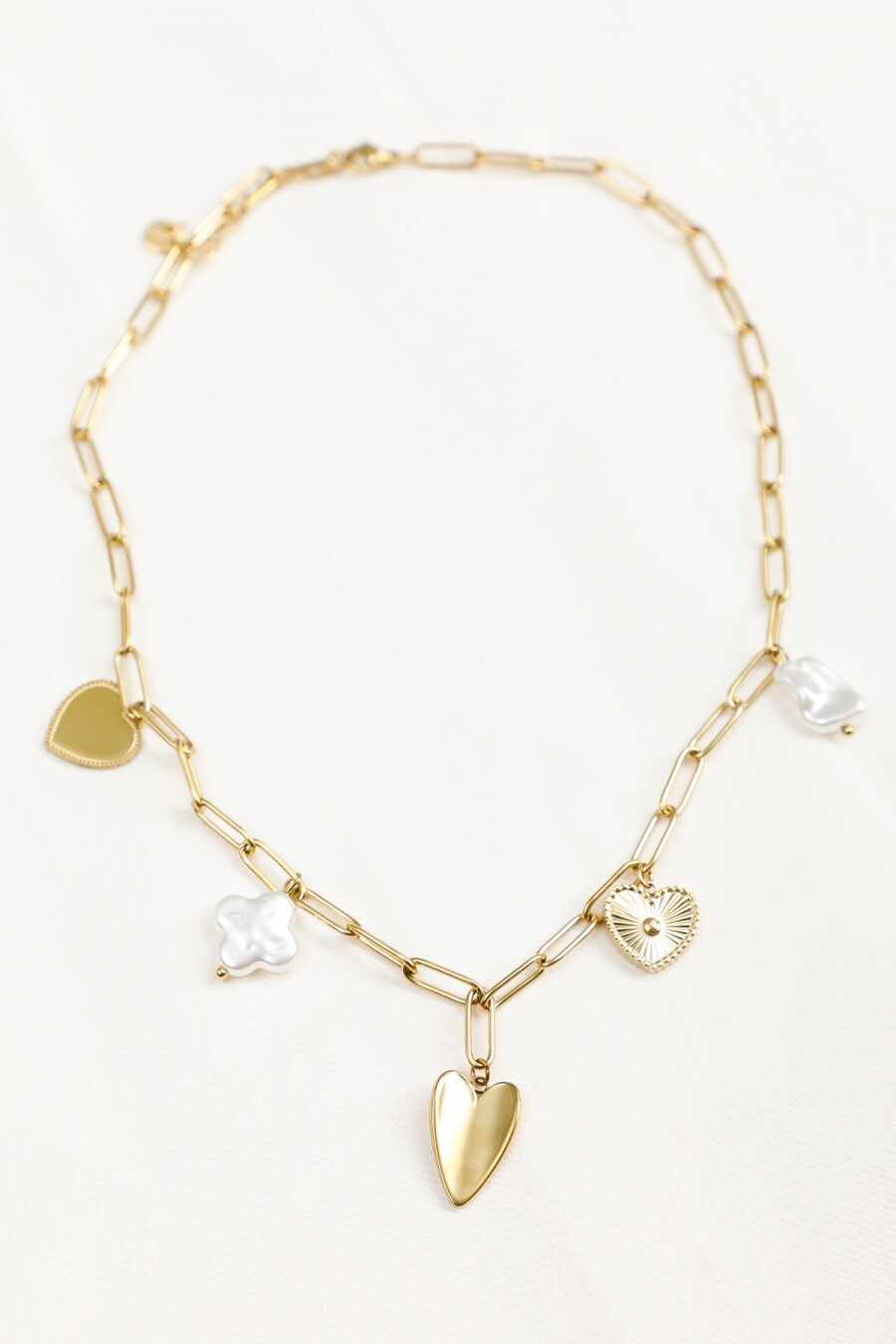 Wholesaler Eclat Paris - Gold Chain Necklace with Heart Pendants