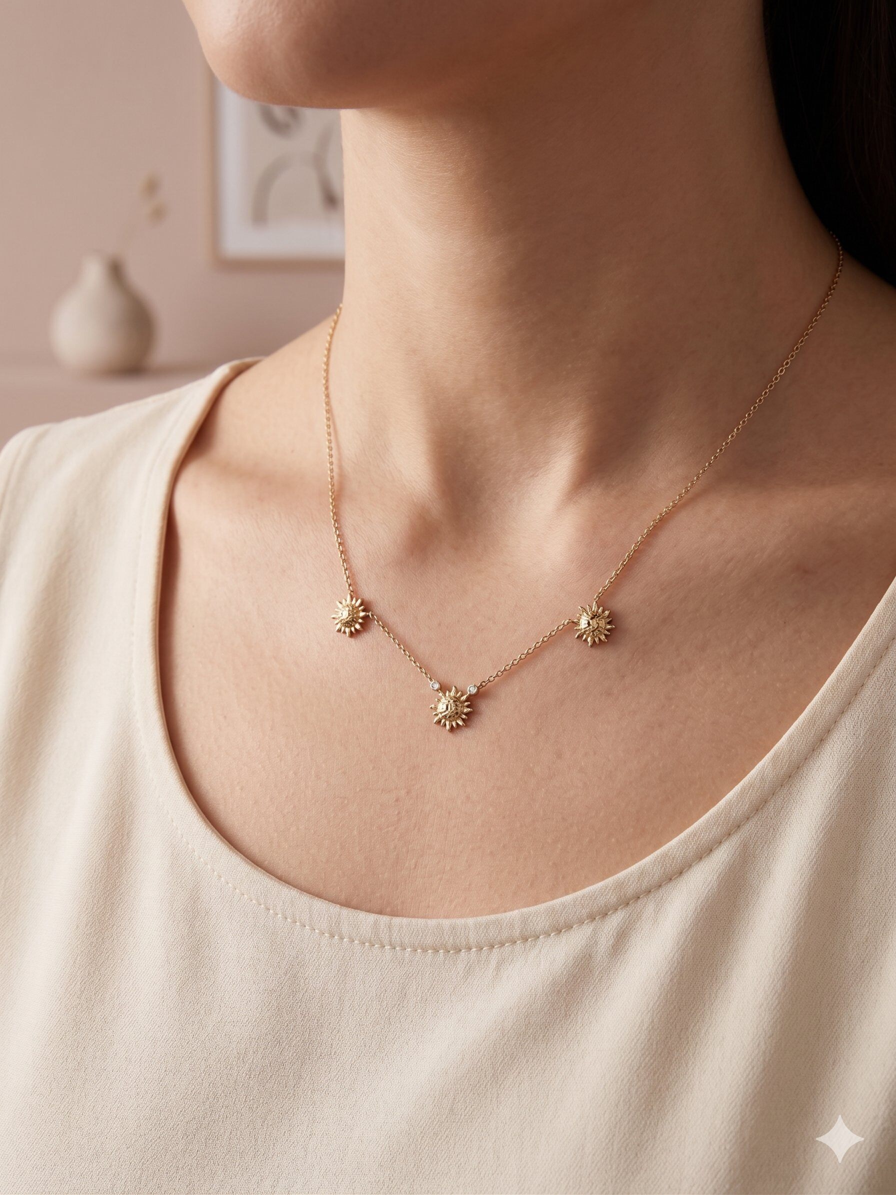 Wholesaler Eclat Paris - Minimalist Three Sun Necklace
