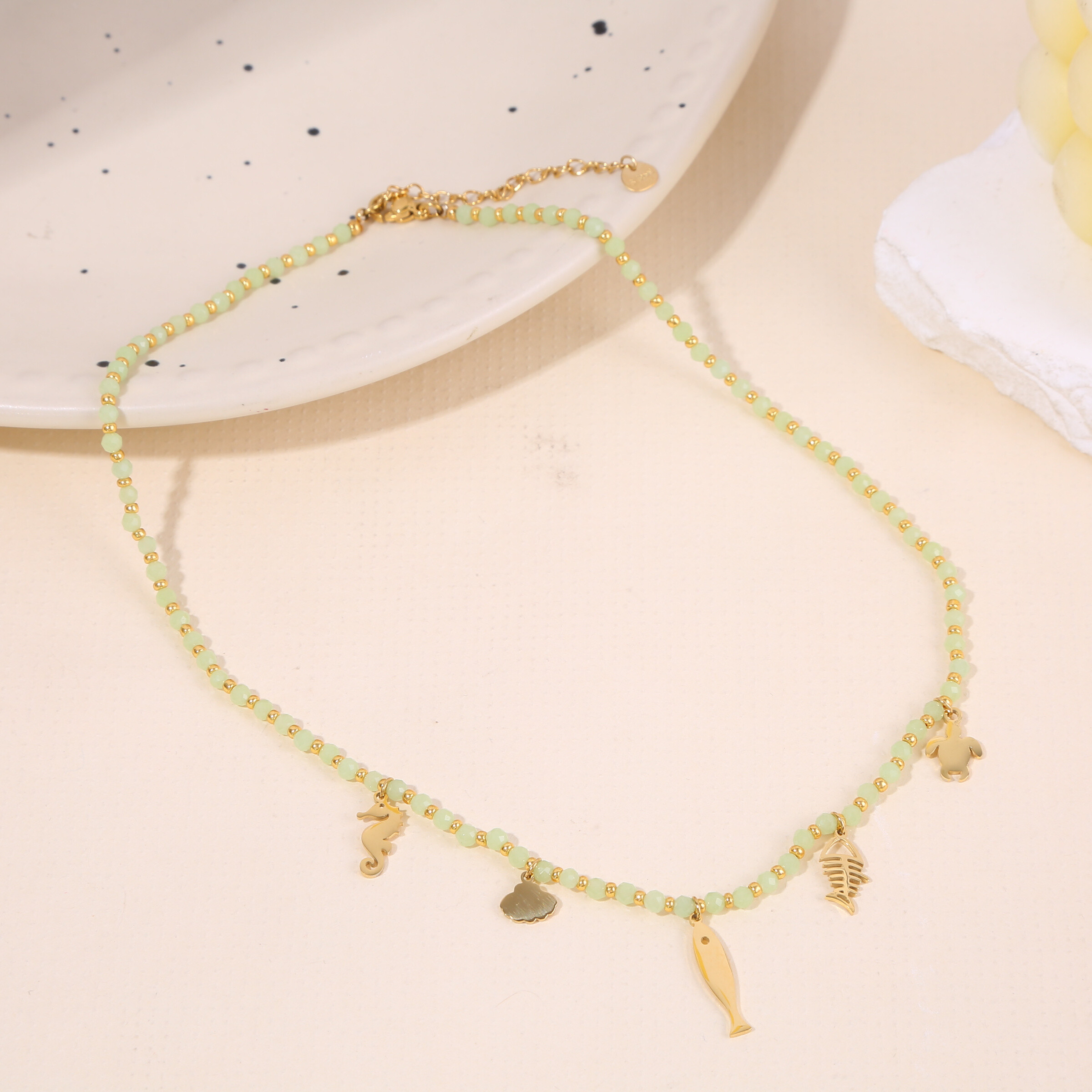 Wholesaler Eclat Paris - Werlate stones chain necklace ocean theme