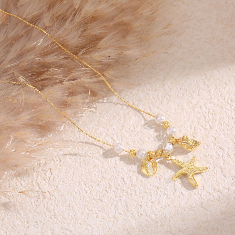 Wholesaler Eclat Paris - Golden chain necklace pendant seas