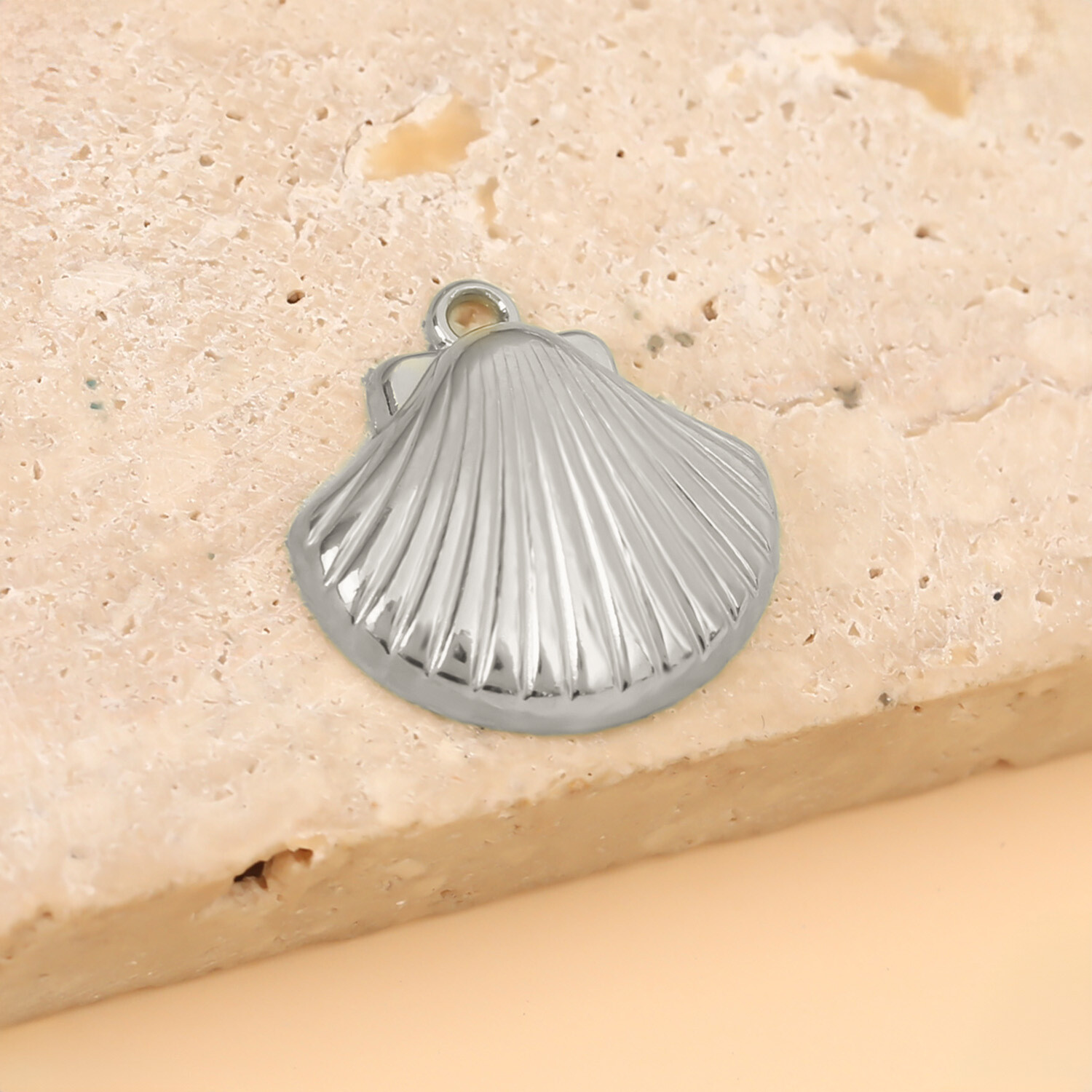 Grossiste Eclat Paris - Lot de 3 Pendentifs Grand Coquillage Mer Argenté