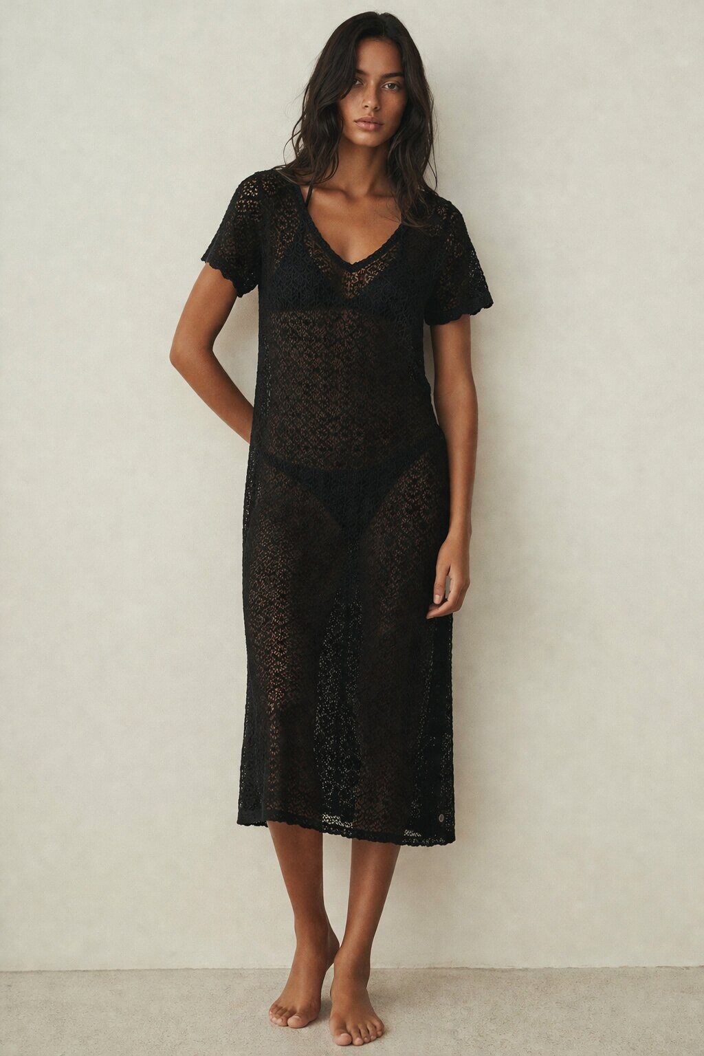 Wholesaler ECRU by Luni - Long crochet cover-up dress - beach fashion